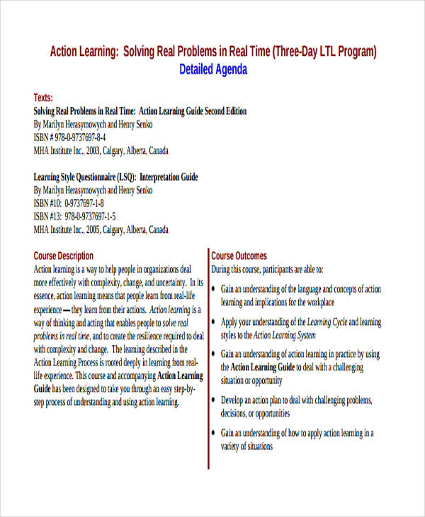 Learning Agenda Templates 9+ Free Word, PDF Format Download