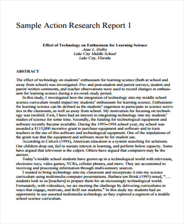 action research report writing
