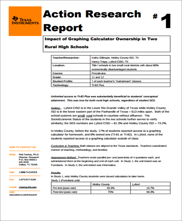 sample educational action research paper