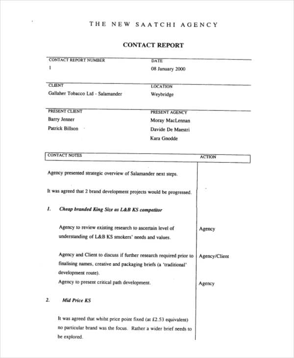 agency contact report template