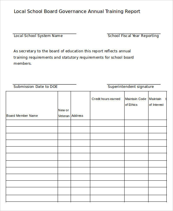 Employee Training Report Template Word