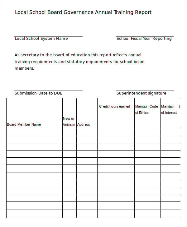Training Report Template Word Free Download