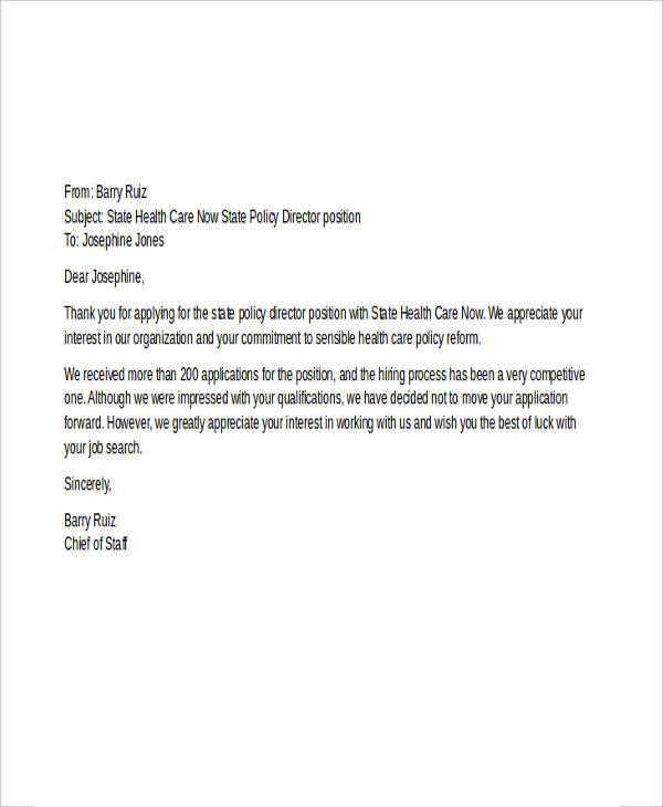 6+ Email Rejection Letter Templates Free Word, PDF, Doc Format Download