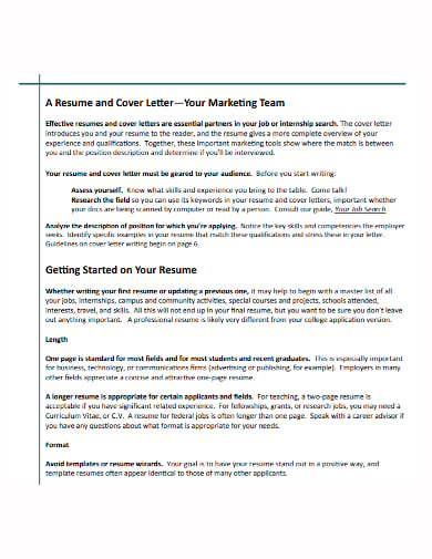 application letter for marketing position