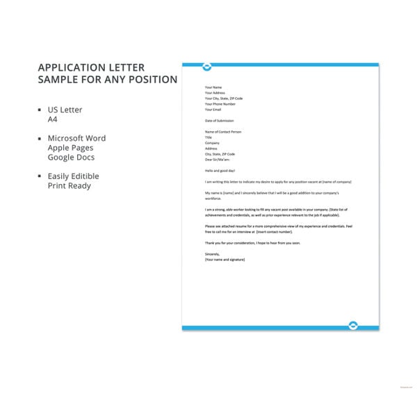 application letter for post box