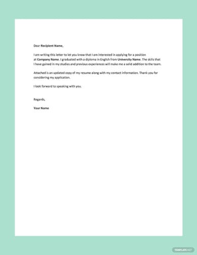 application letter for a company job template