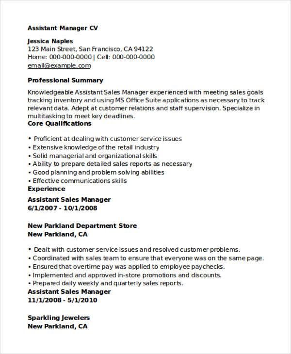 9+ Manager Curriculum Vitae Templates - Free Sample, Example Format