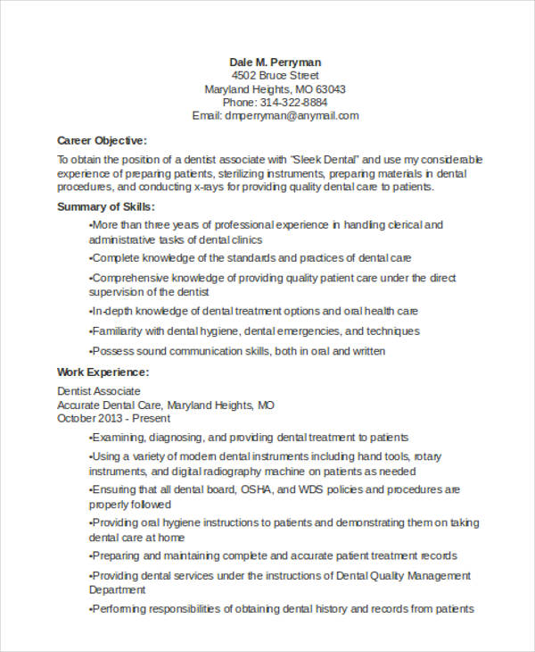 Dentist Curriculum Vitae Templates - 10+ Free Word, PDF Format Download