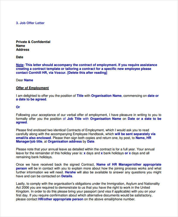 Simple Written Job Offer Example 29+ Job Offer Letter Example
