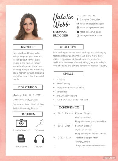 best fashion cv template example