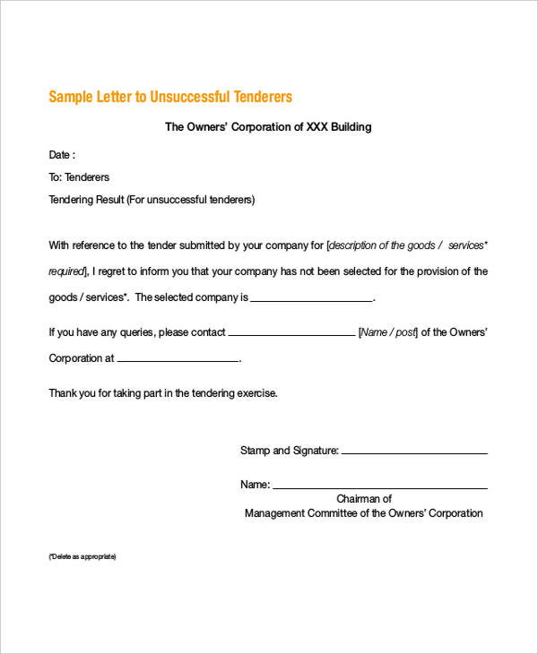 8+ Proposal Rejection Letter Templates - 7+ Free Word, PDF Format Download