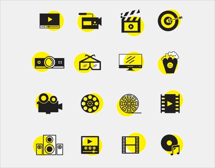 black and yellow icons