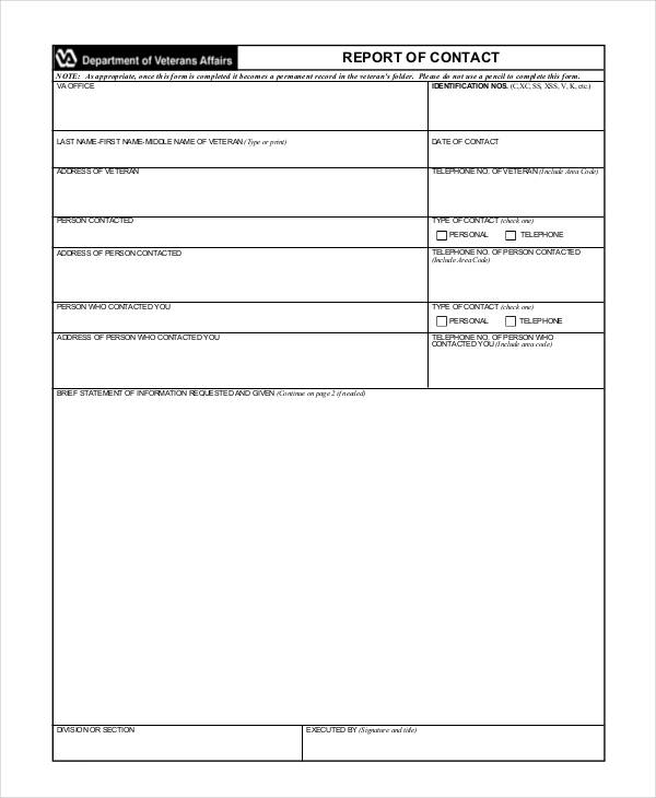 11+ Contact Report Templates Sample, Example Format Download