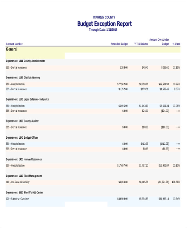 15+ Exception Report Templates Free Sample, Example Format Download