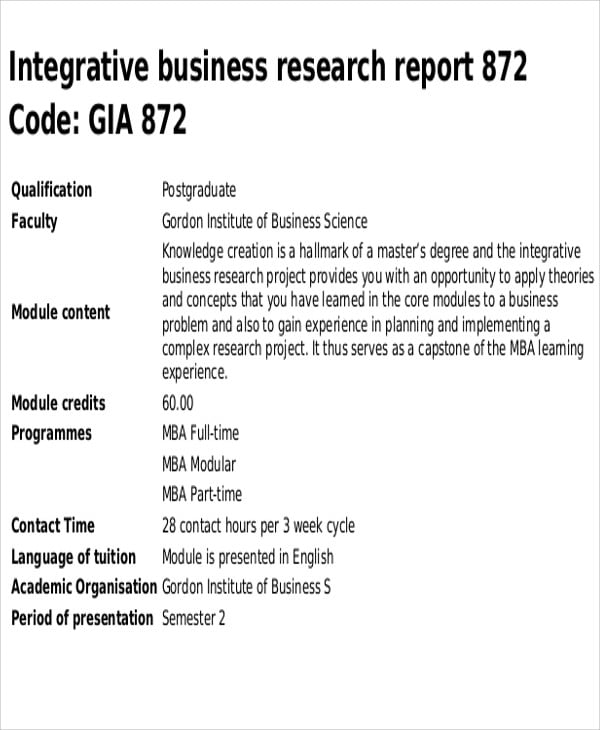 business research report
