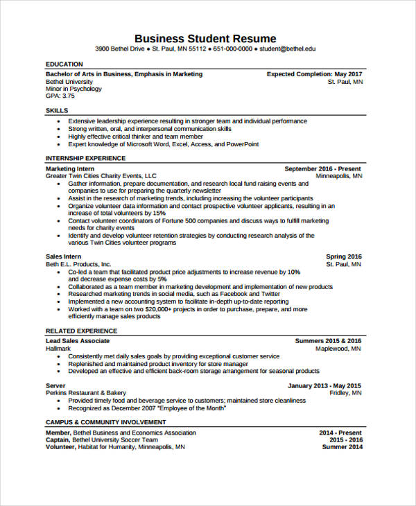 16+ Student Curriculum Vitae Templates - PDF, DOC