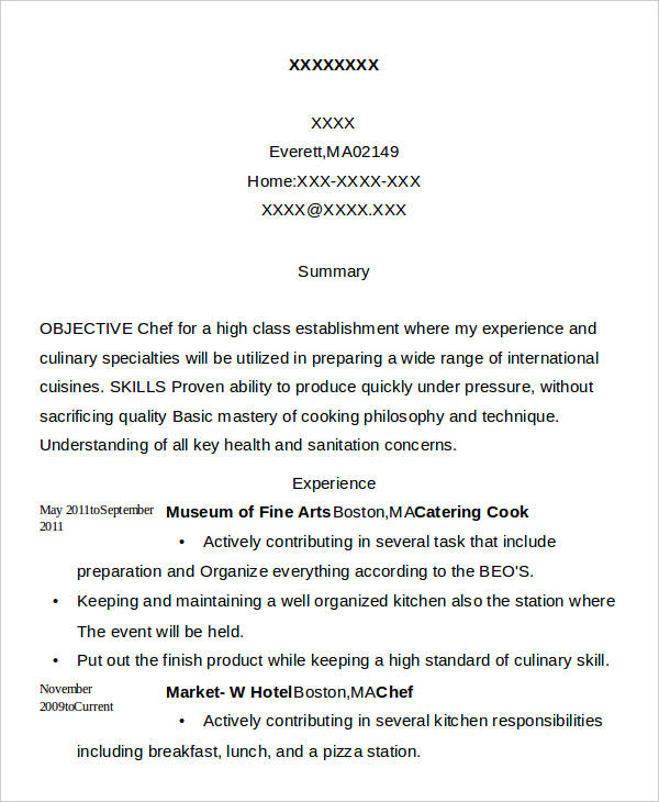17+ Cook Resumes in Apple Pages | Google Docs | Word | PDF
