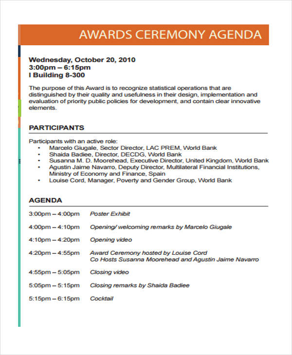 ceremony agenda