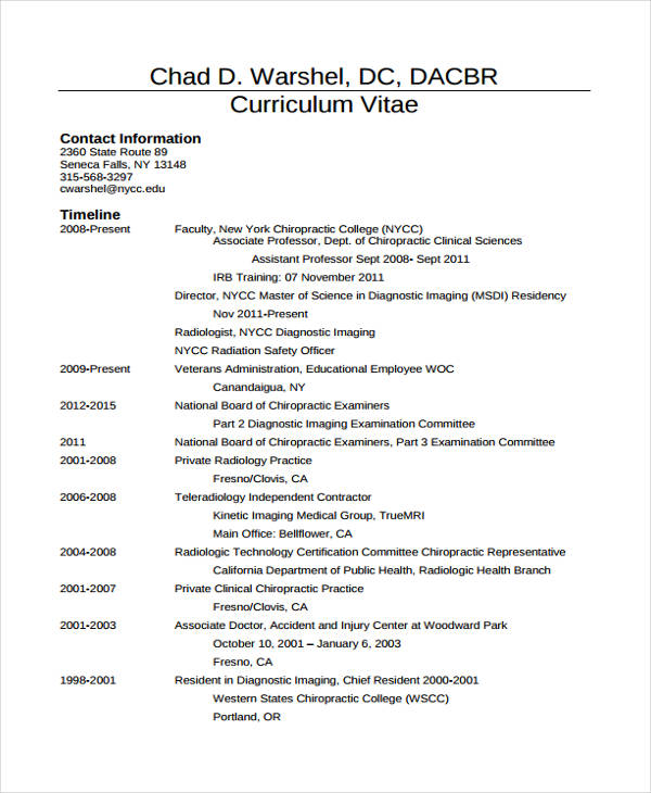 9  doctor curriculum vitae templates