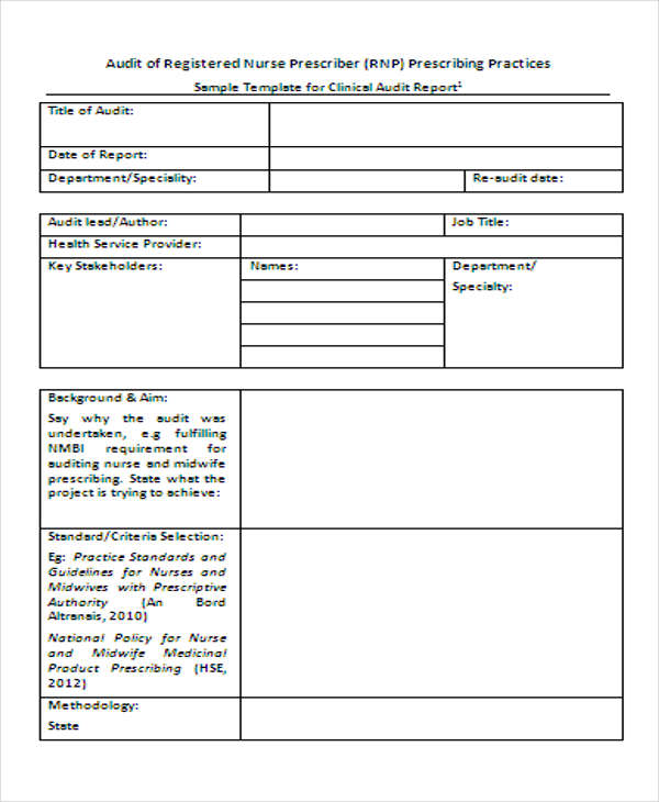 clinical research audit report template