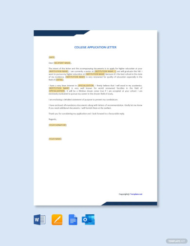 20+ Sample College Application Letters - PDF, DOC