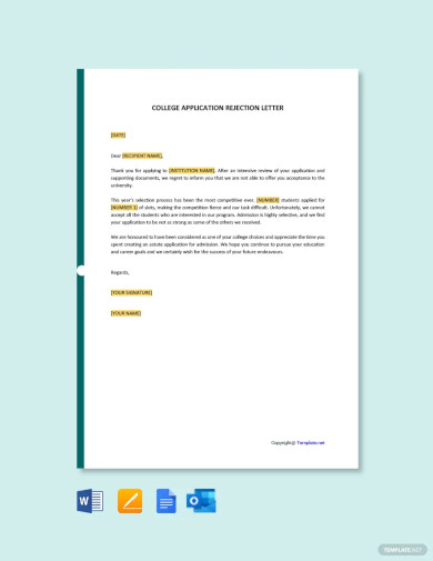 college application rejection letter template