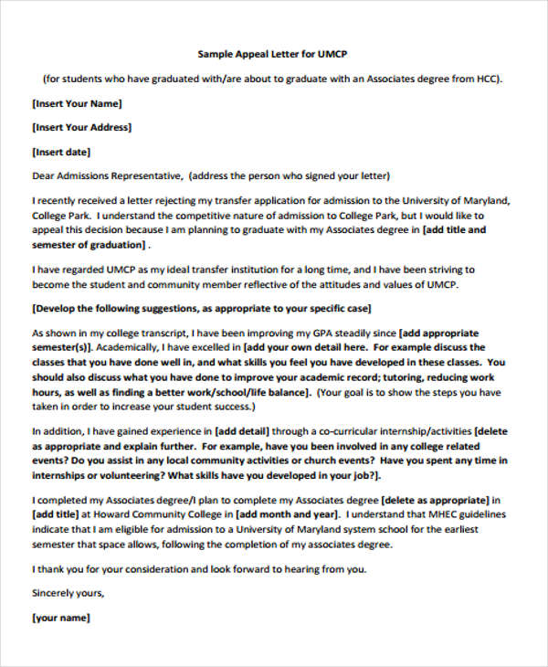 8 College Rejection Letters Free Sample Example Format Download