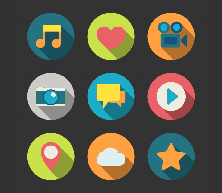 coloured multimedia icons