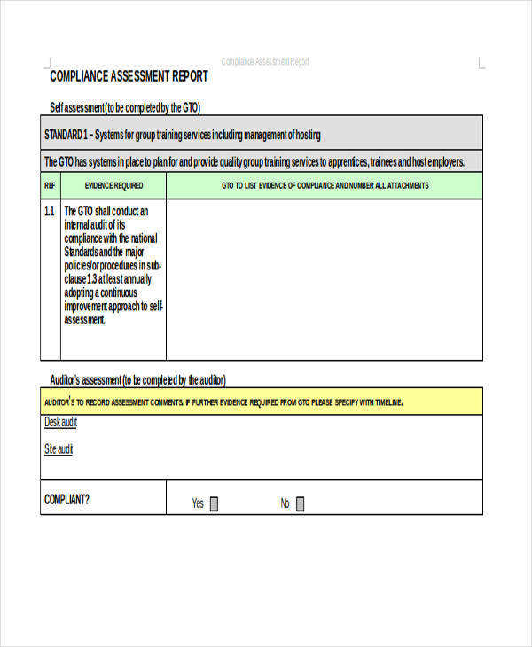 compliance assessment report template1