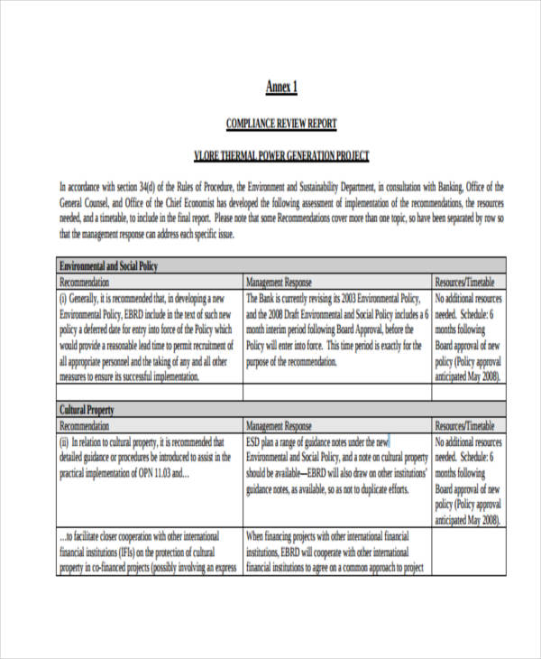 Compliance Report Templates 14  Free Printable Word Excel PDF