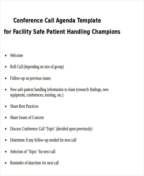 conference call agenda template
