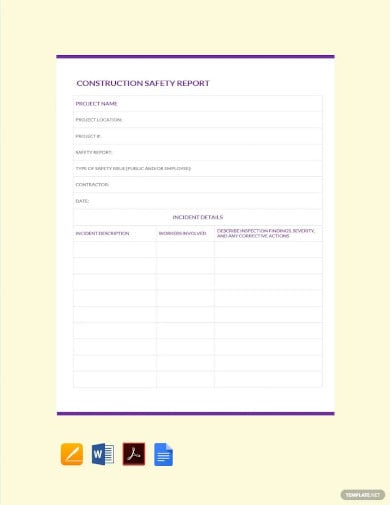 construction safety report template