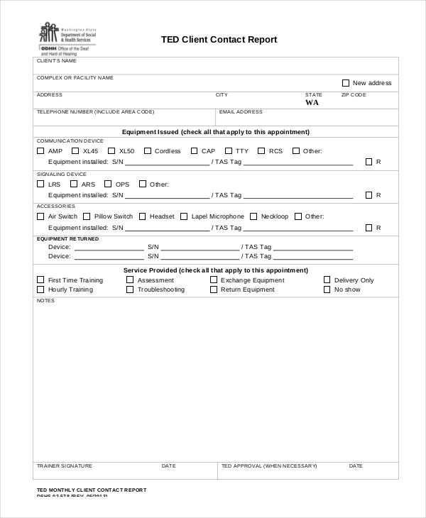 11 Contact Report Templates Sample Example Format Download