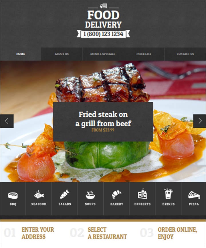 creative food delivery website design