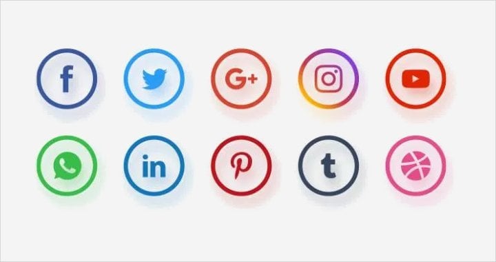 different social network icons