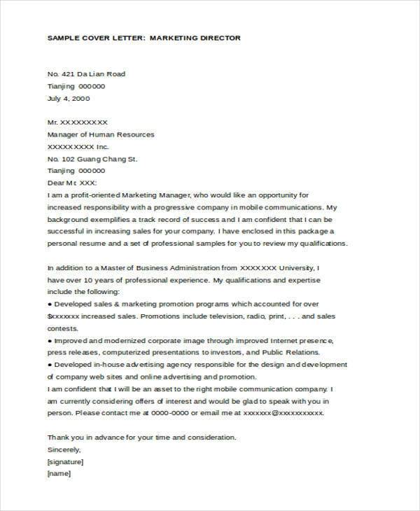 11+ Marketing Cover Letter Templates - Free Sample ...