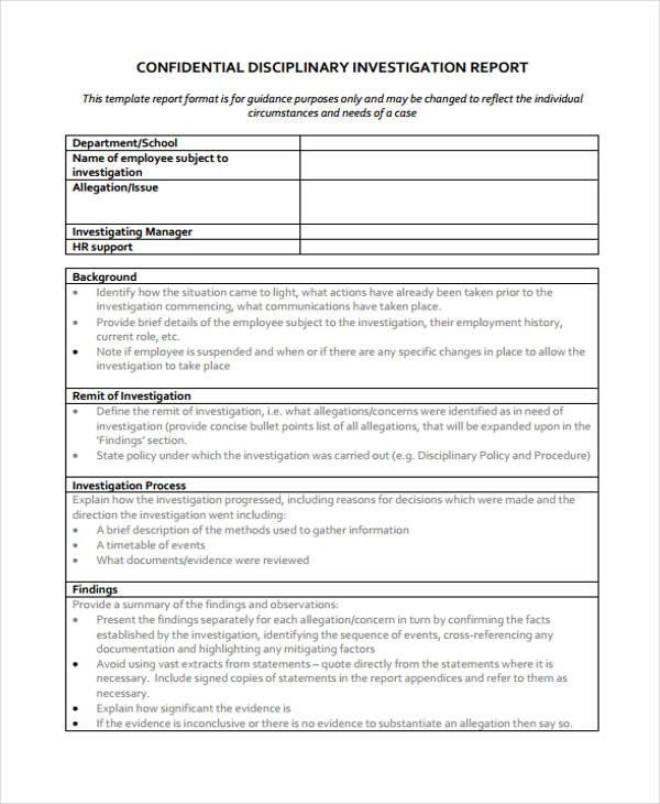 18 Investigation Report Templates Free PDF Goggle Docs Apple Pages 