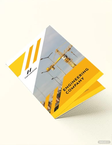 editable engineering company bi fold brochure template