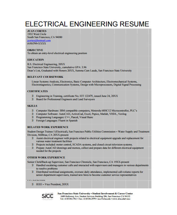 electrical resume