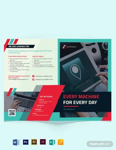 electronic company bi fold brochure template