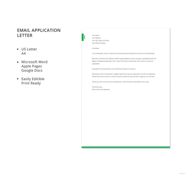 email application letter template