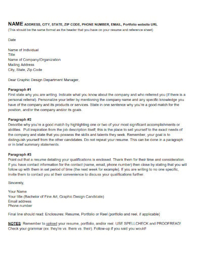 email job application letter for graphic designer