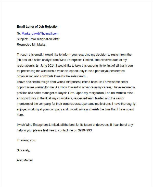 8+ Email Rejection Letters - Free Sample, Example Format 