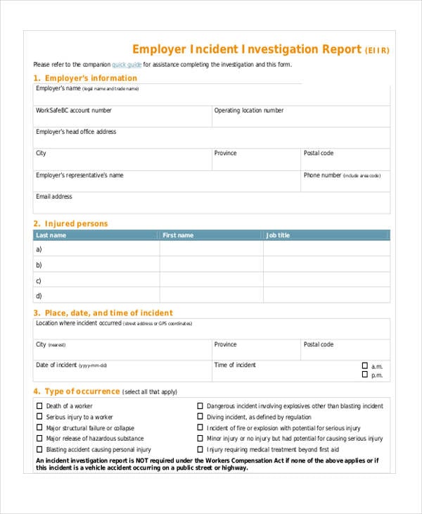 employee investigation report template