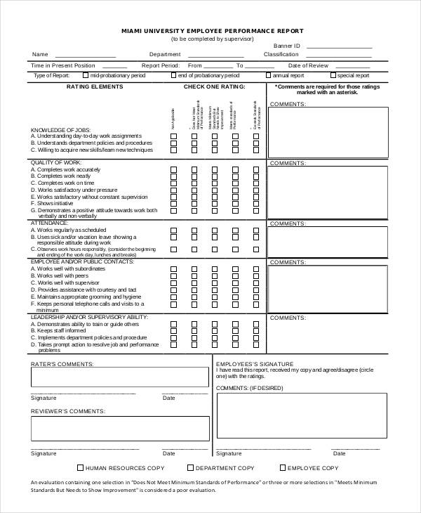 Performance Report Template 21 Free Word PDF Format Download