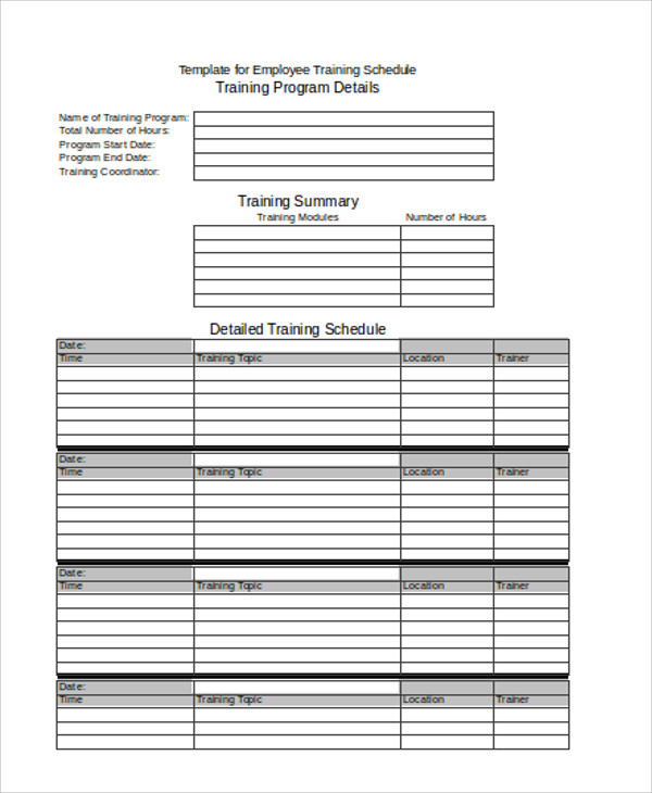 employee training schedule