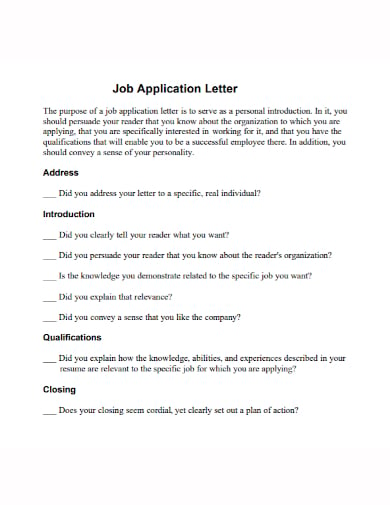 employment letter to seek job application