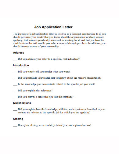 employment letter to seek job application