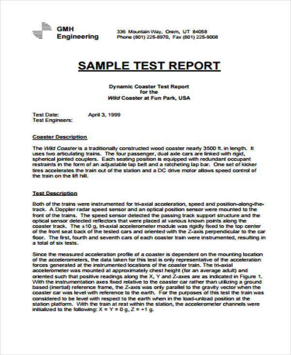 engineering test report