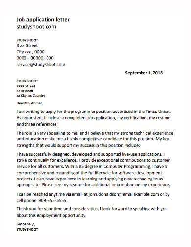 example cover letter for job application fresh graduate